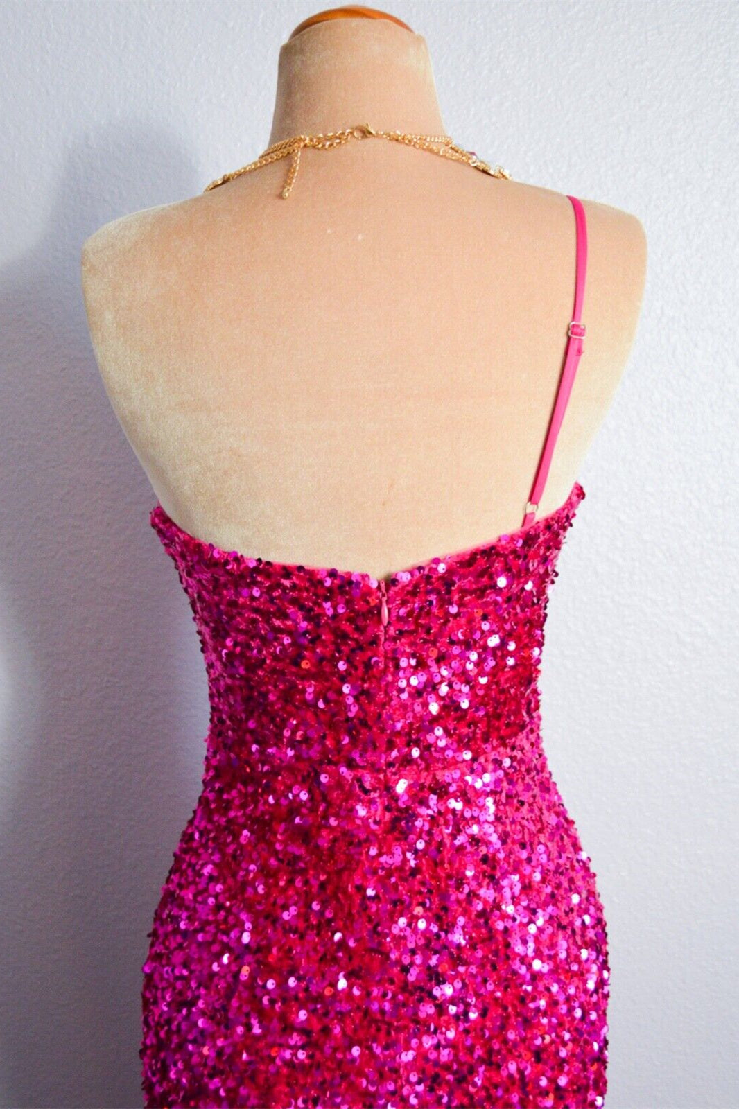 One Shoulder Sleeveless Mermaid Sequin Prom Party Dress