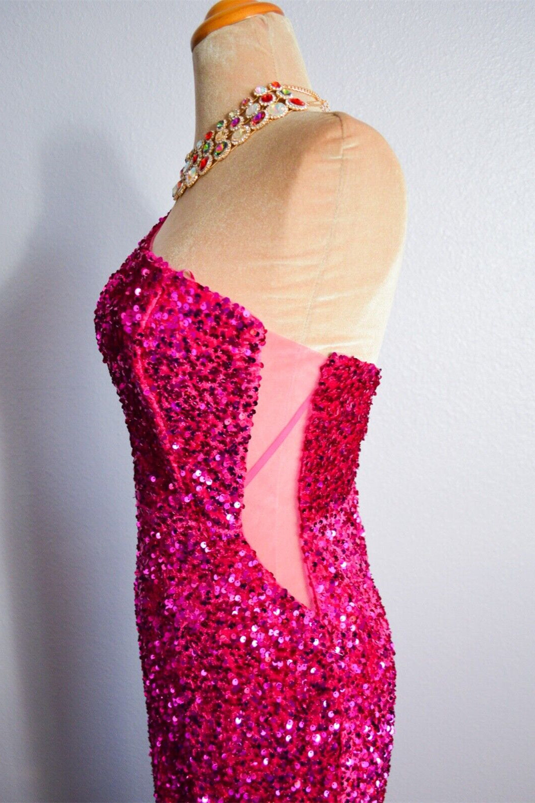 One Shoulder Sleeveless Mermaid Sequin Prom Party Dress