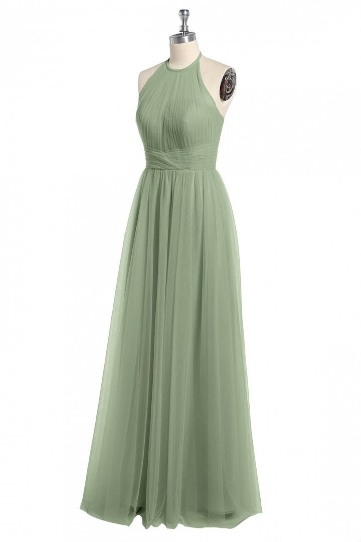 High Neck Backless A-Line Empire Tulle Prom Party Dress