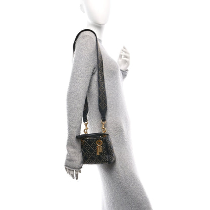Lambskin Studded Mini Supple Lady Dior Black