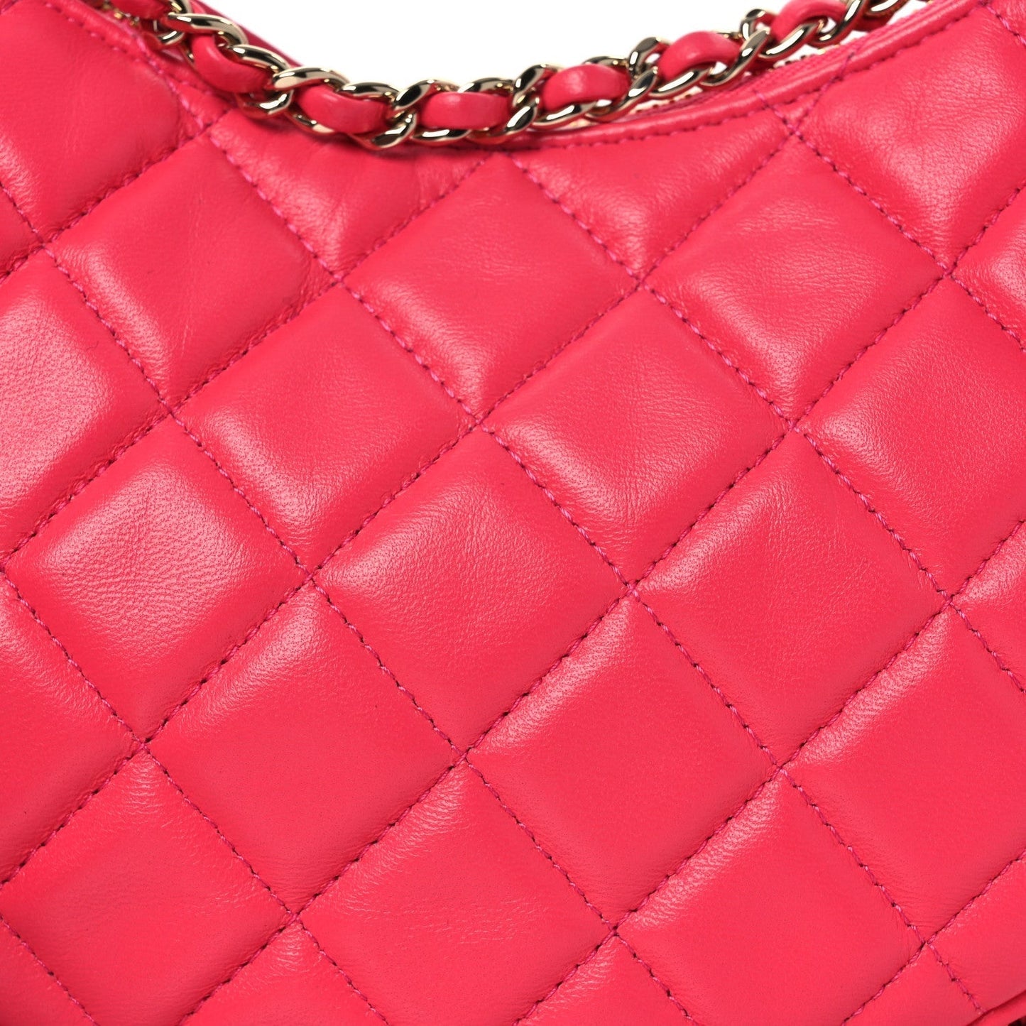 Lambskin Quilted Chain Around Hobo Pink