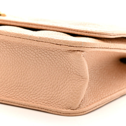 Caviar Quilted Boy Wallet On Chain WOC Light Beige