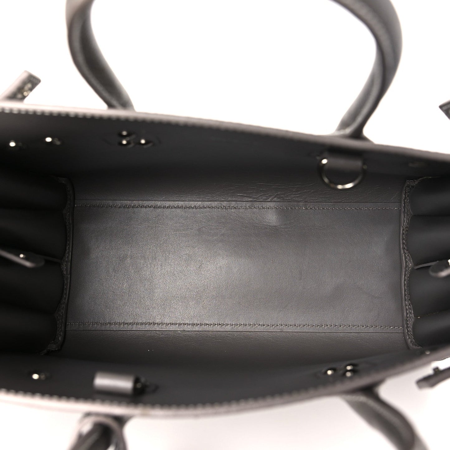 Grained Calfskin Topstitch Baby Sac De Jour Fog