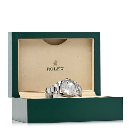 Stainless Steel 18K White Gold Diamond 34mm Oyster Perpetual Date Watch Silver 115234