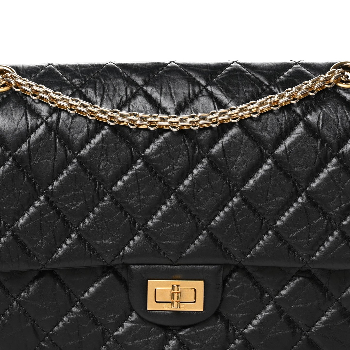 Aged Calfskin Quilted 2.55 Reissue 226 Flap Black