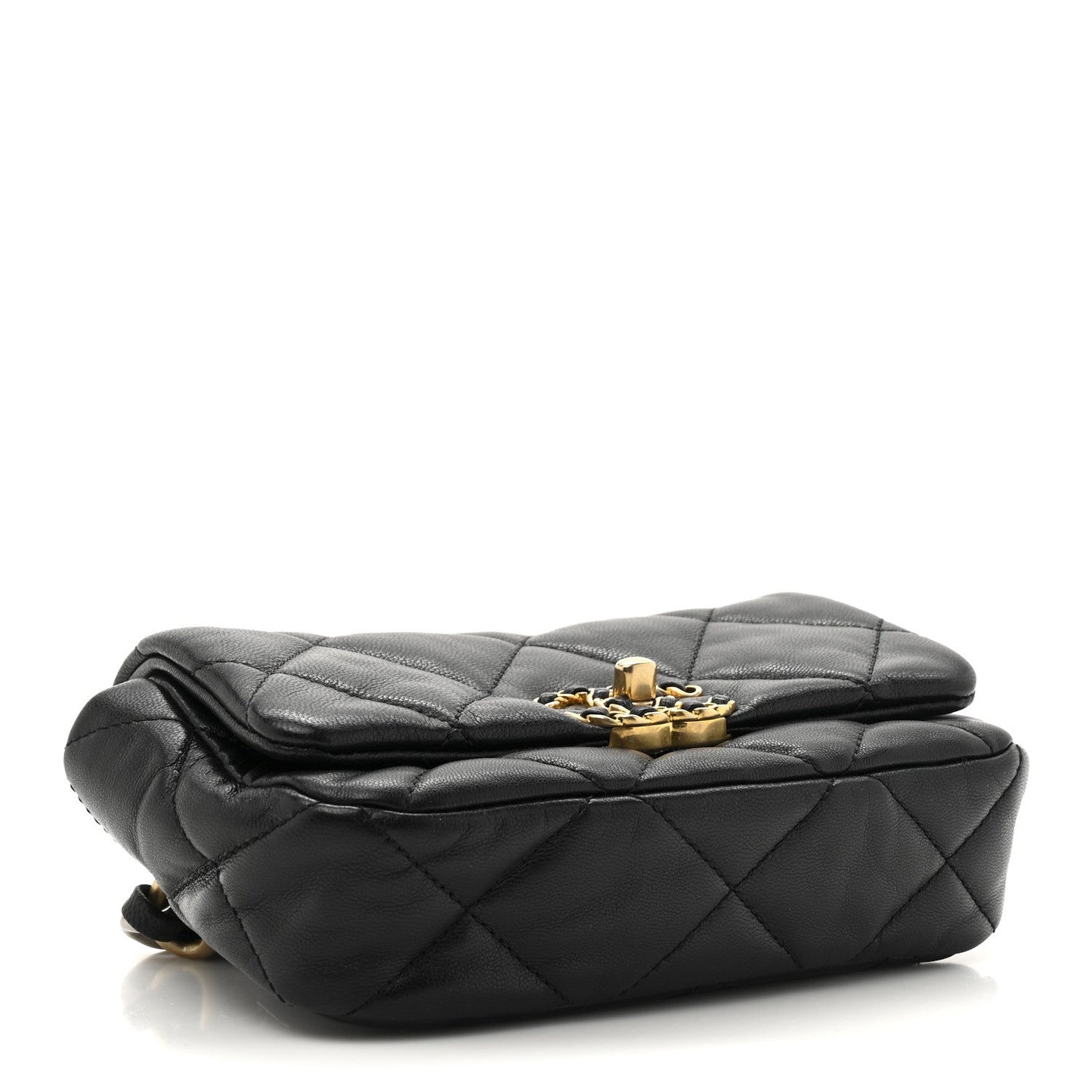 Goatskin Quilted Chanel 19 Waist Bag Black