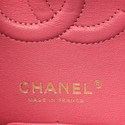 Metallic Caviar Quilted Medium Double Flap Pink
