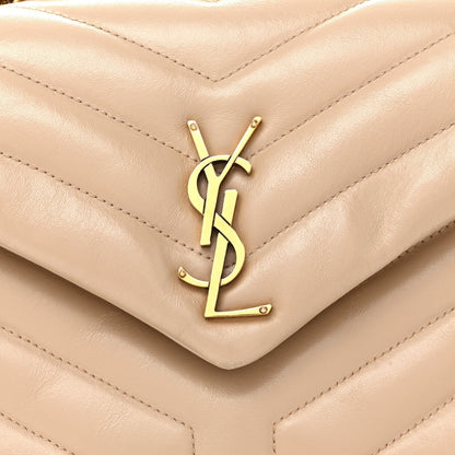 Calfskin Y Quilted Monogram Small Loulou Chain Satchel Dark Beige