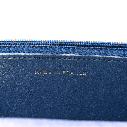 Iridescent Caviar Quilted Wallet on Chain WOC Dark Blue