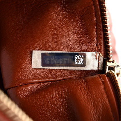 Lambskin Woven Wooden C Shoulder Bag Sepia Brown