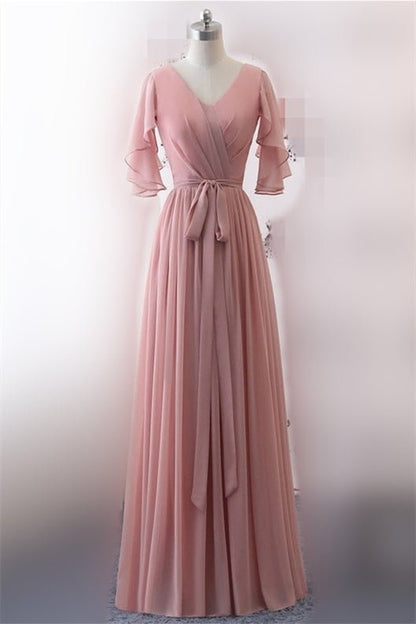 6 Styles Blue Chiffon Long Bridesmaid Dresses