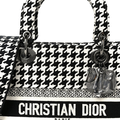 Canvas Houndstooth Embroidered Medium Lady D-Lite Black White