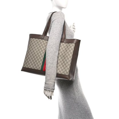 GG Supreme Monogram Web Ophidia Tote Brown