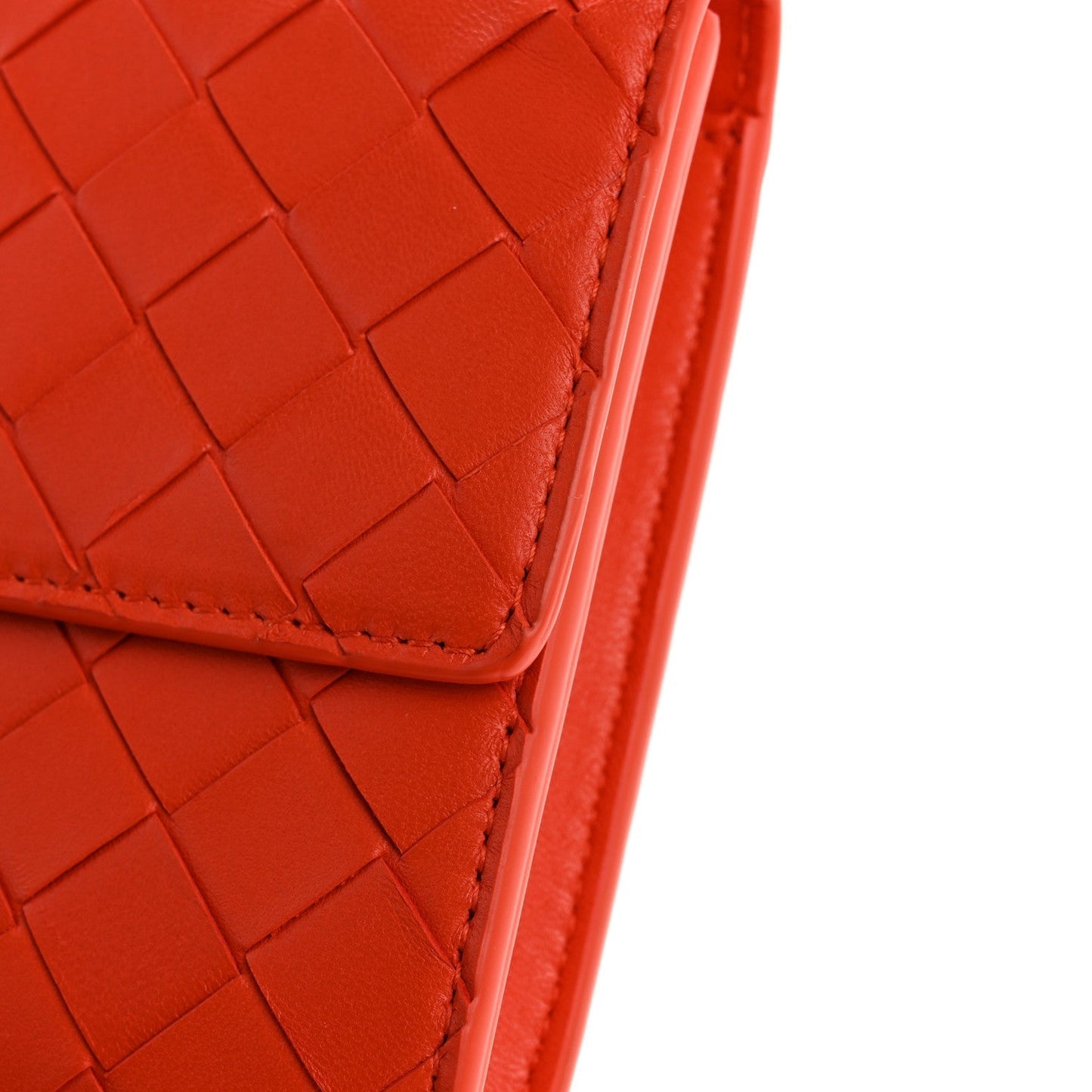Nappa Intrecciato Long Andiamo Top Handle Clutch Orange