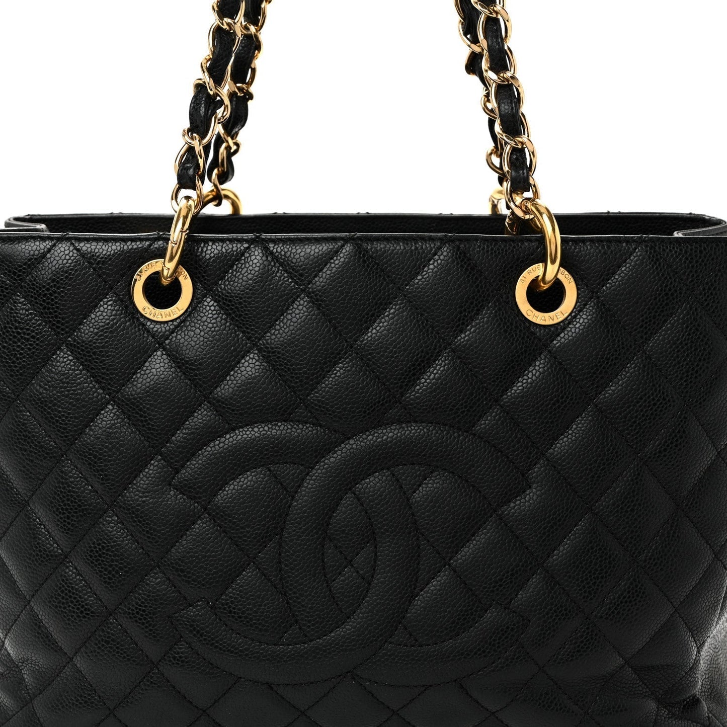 Caviar Quilted Grand Shopping Tote GST Black