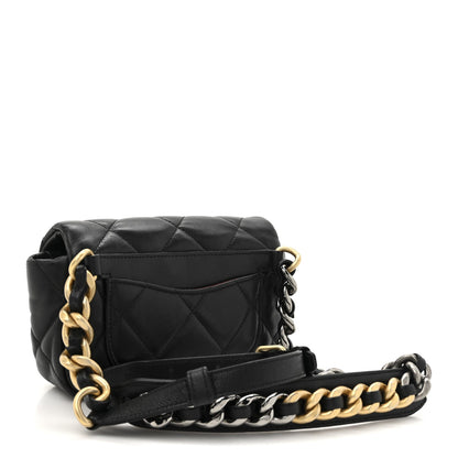 Goatskin Quilted Chanel 19 Waist Bag Black