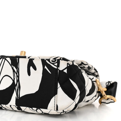 Canvas Printed Deer Coco Mini Single Flap White Black