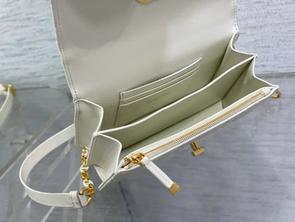 Dior Miss Caro White Macrocannage Lambskin Bag - 19 x 13 x 5.5 cm