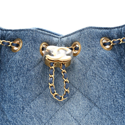 Washed Denim Quilted Mini Chanel 25 Handbag Blue