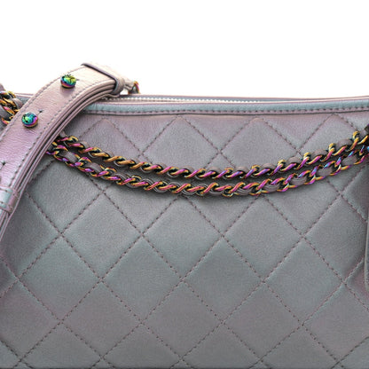 Iridescent Lambskin Calfskin Quilted Medium Gabrielle Hobo Light Purple