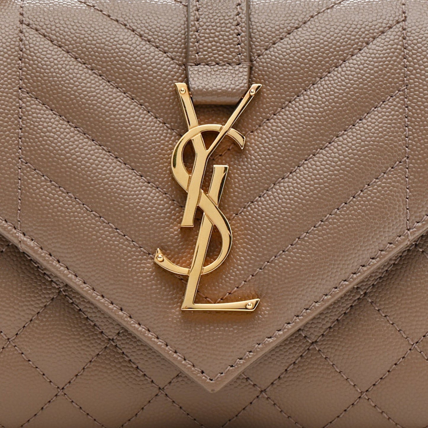 Grain De Poudre Textured Mixed Matelasse Triquilt Small Monogram Satchel Dark Beige