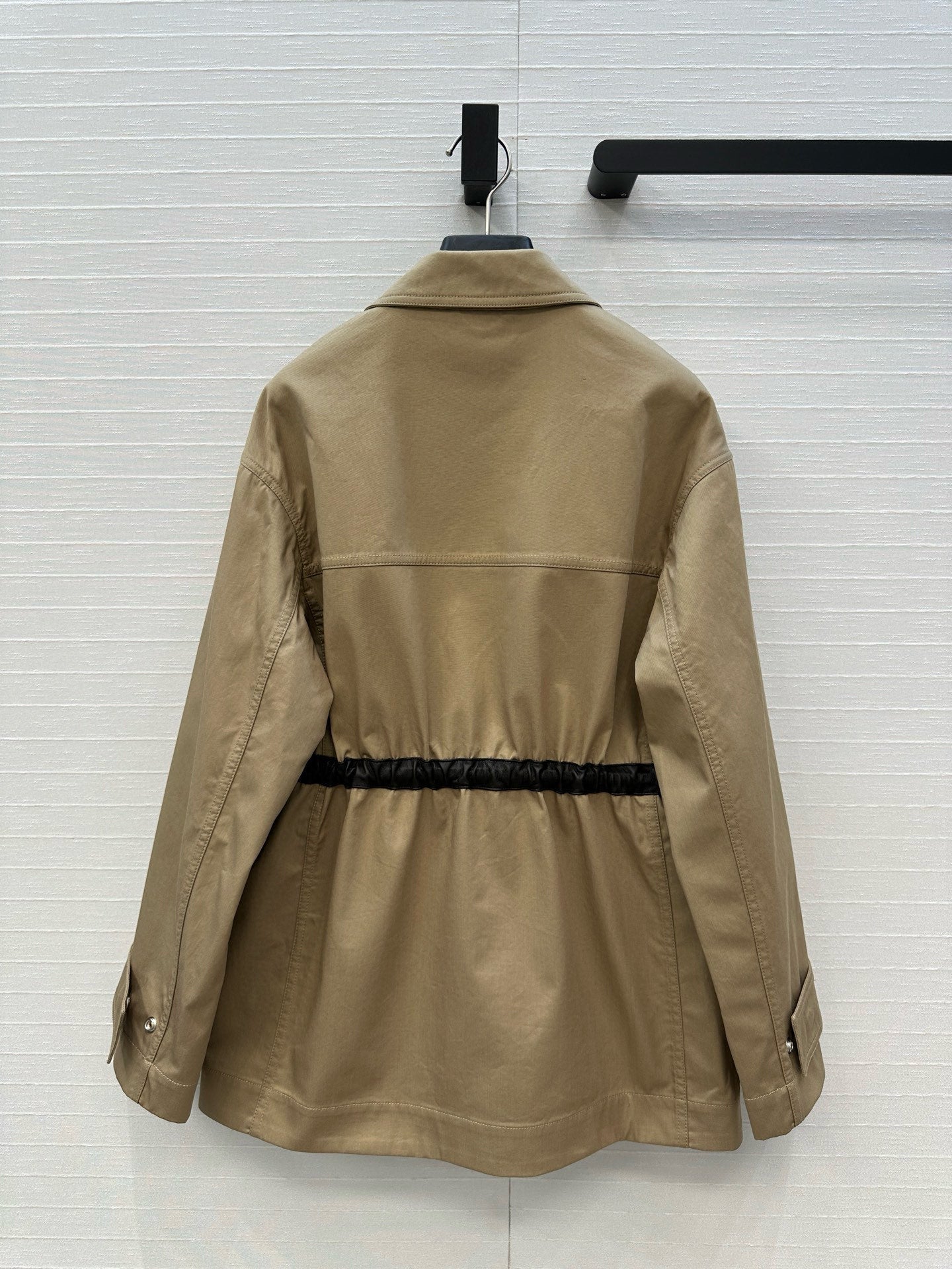 BV Shirt Jacket Leather Bound Belt in Brown Cotton