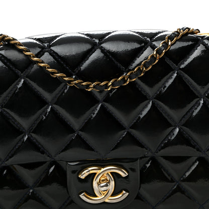 Patent Goatskin Quilted Medium CC Eyelet Flap Blue
