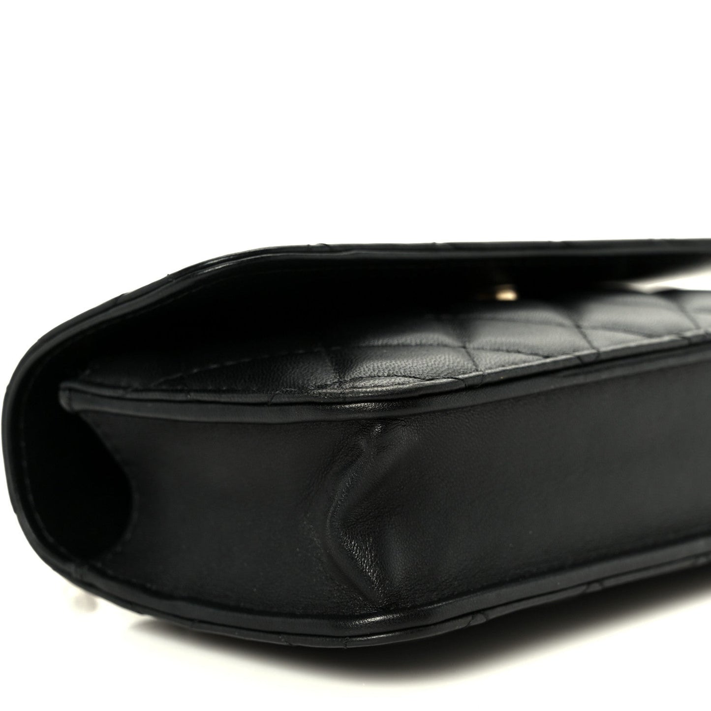 Lambskin Quilted Sweet Camellia Flap Phone Holder With Chain Black