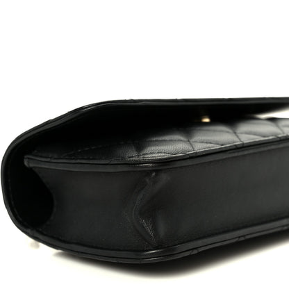 Lambskin Quilted Sweet Camellia Flap Phone Holder With Chain Black