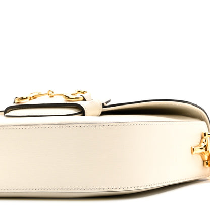 Azalea Calfskin Web Mini Horsebit 1955 Shoulder Bag Mystic White