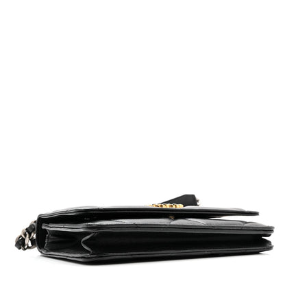 Lambskin Quilted Chanel 19 Wallet On Chain WOC Black