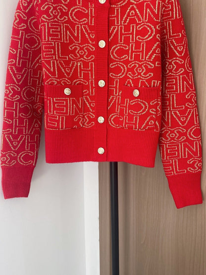 Chanel 2025 Cardigan Red Cashmere 00289