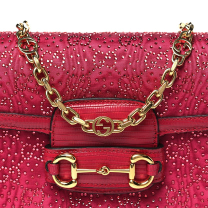 Canvas Calfskin Crystal GG Monogram Snakeskin Mini Horsebit 1955 Shoulder Bag Pink