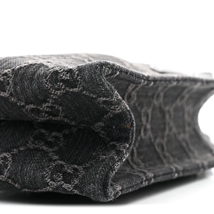 Denim GG Monogram Dollar Calfskin Mini Ophidia Tote Black Grey