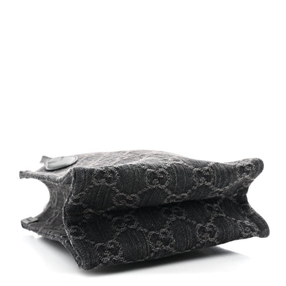 Denim GG Monogram Dollar Calfskin Mini Ophidia Tote Black Grey