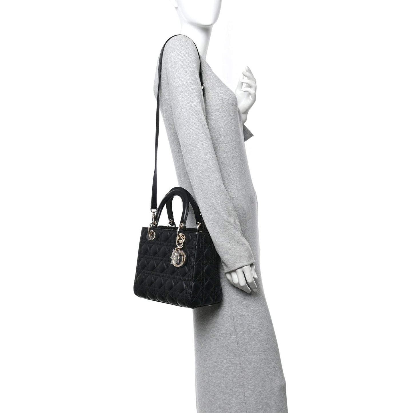 Lambskin Cannage Medium Lady Dior Black