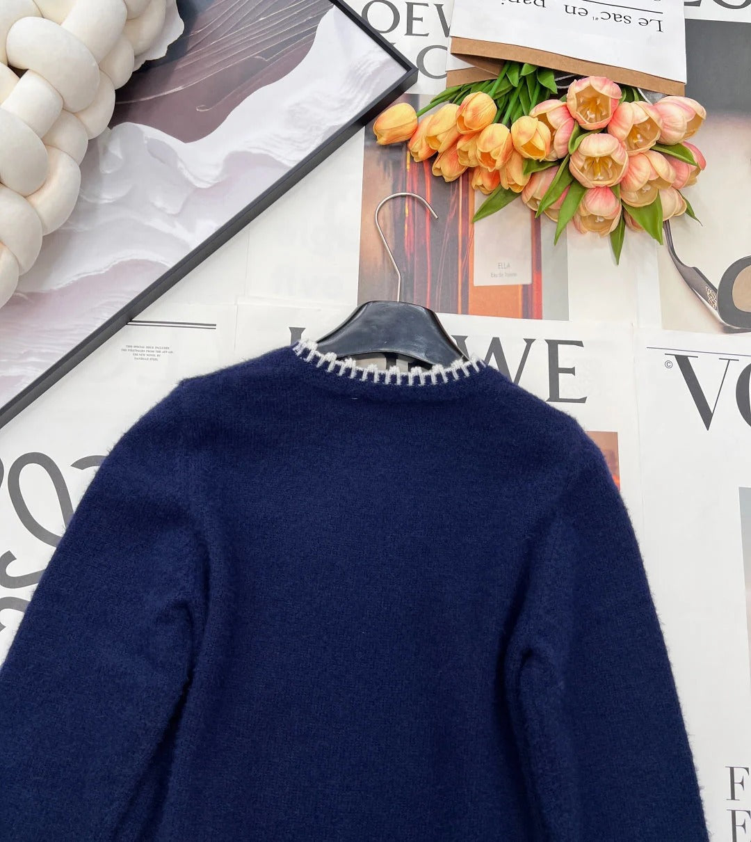 CC 26 Knit Sweater Navy Blue Wool Cashmere 785142