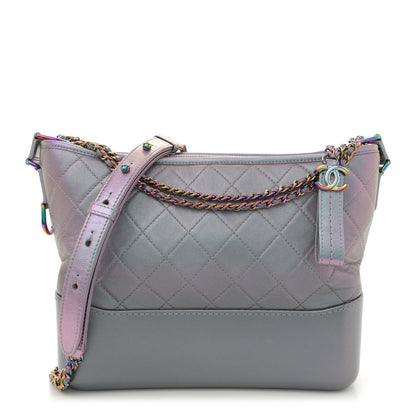 Iridescent Lambskin Calfskin Quilted Medium Gabrielle Hobo Light Purple