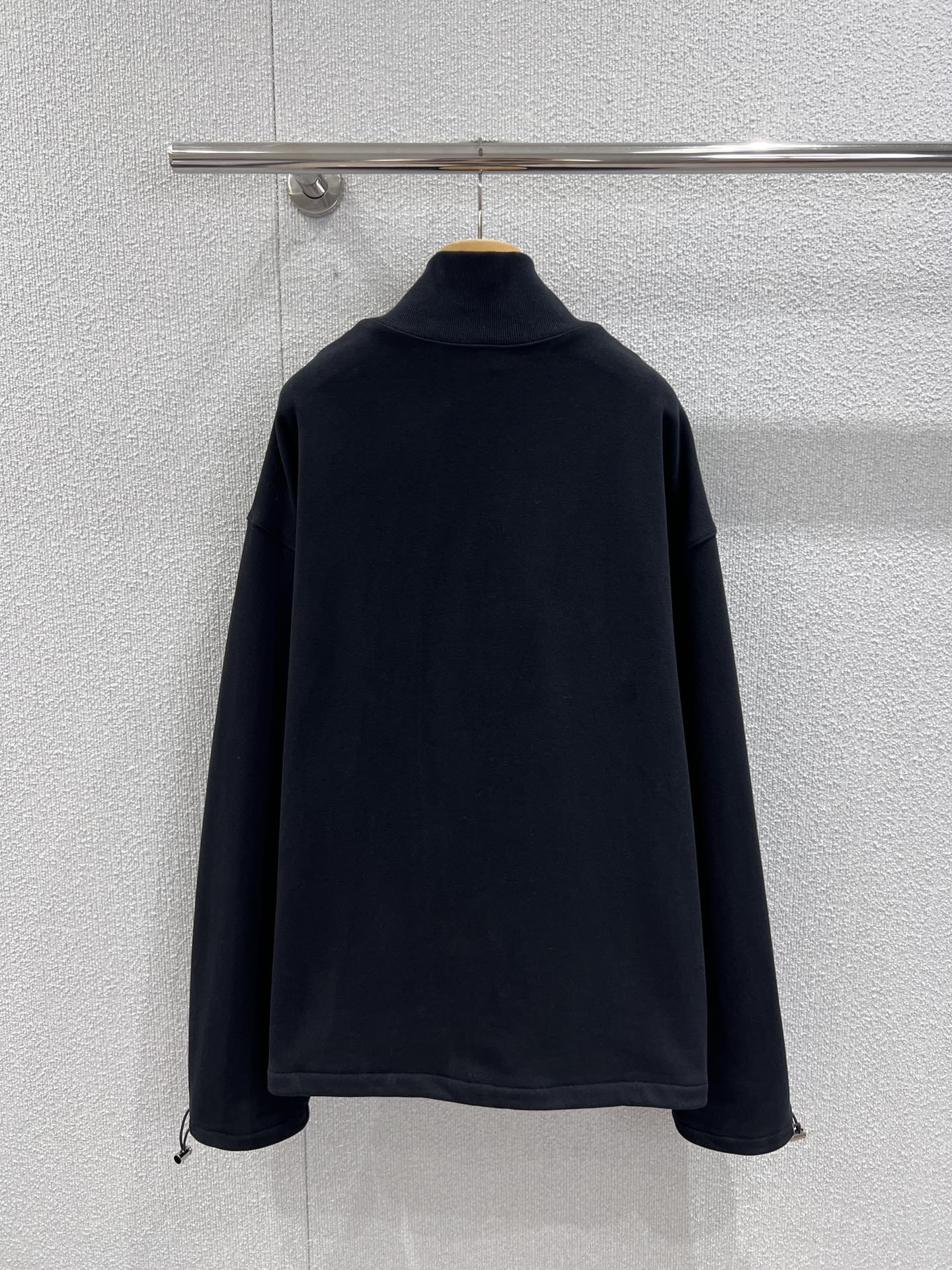 Miumiu 25FW Micro-logo Embroidered Half-zip Sweatshirt Black Cotton