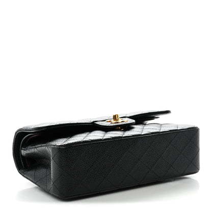 Caviar Quilted Small Double Flap Black