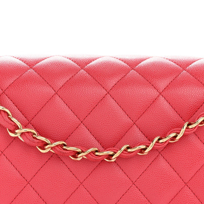 Caviar Quilted Jumbo Double Flap Dark Pink