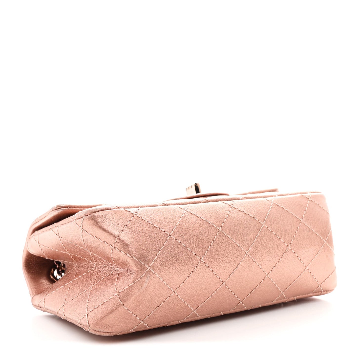 Metallic Grained Calfskin Quilted 2.55 Reissue Mini Flap Copper Pink