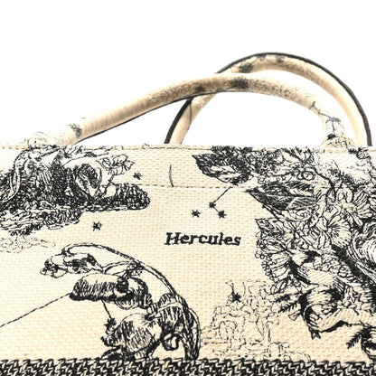 Canvas Embroidered Large Zodiac Toile De Jouy Book Tote Latte