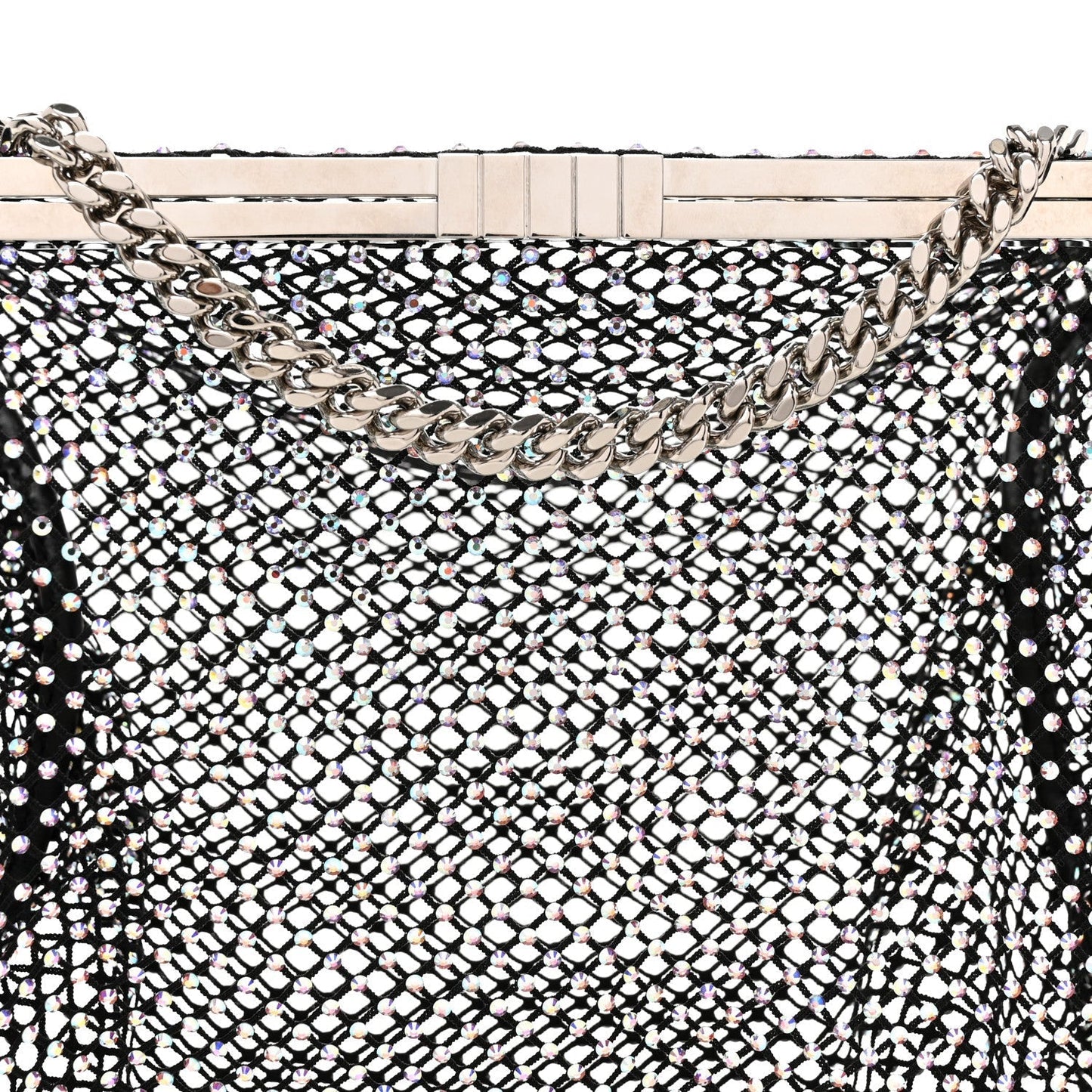 Mesh Crystal Medium Fanny Shoulder Bag Black