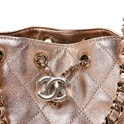 Metallic Caviar Quilted Mini Chanel 25 Handbag Copper