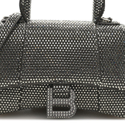 Strass Suede Hourglass Top Handle Bag XS Smoke Grey Crystal