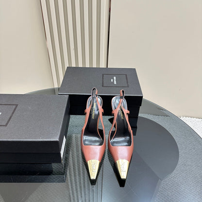SL JEANNE SLINGBACK PUMPS BRICK CALFSKIN