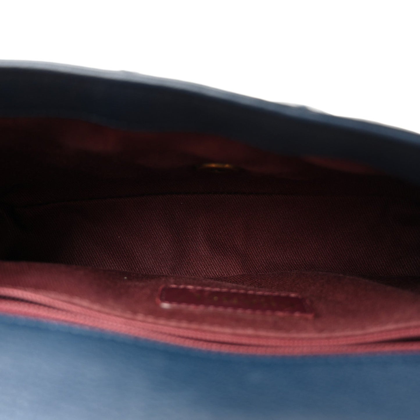 Patent Goatskin Quilted Medium CC Eyelet Flap Blue