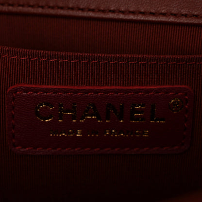 Lambskin Quilted Medium Boy Flap Burgundy