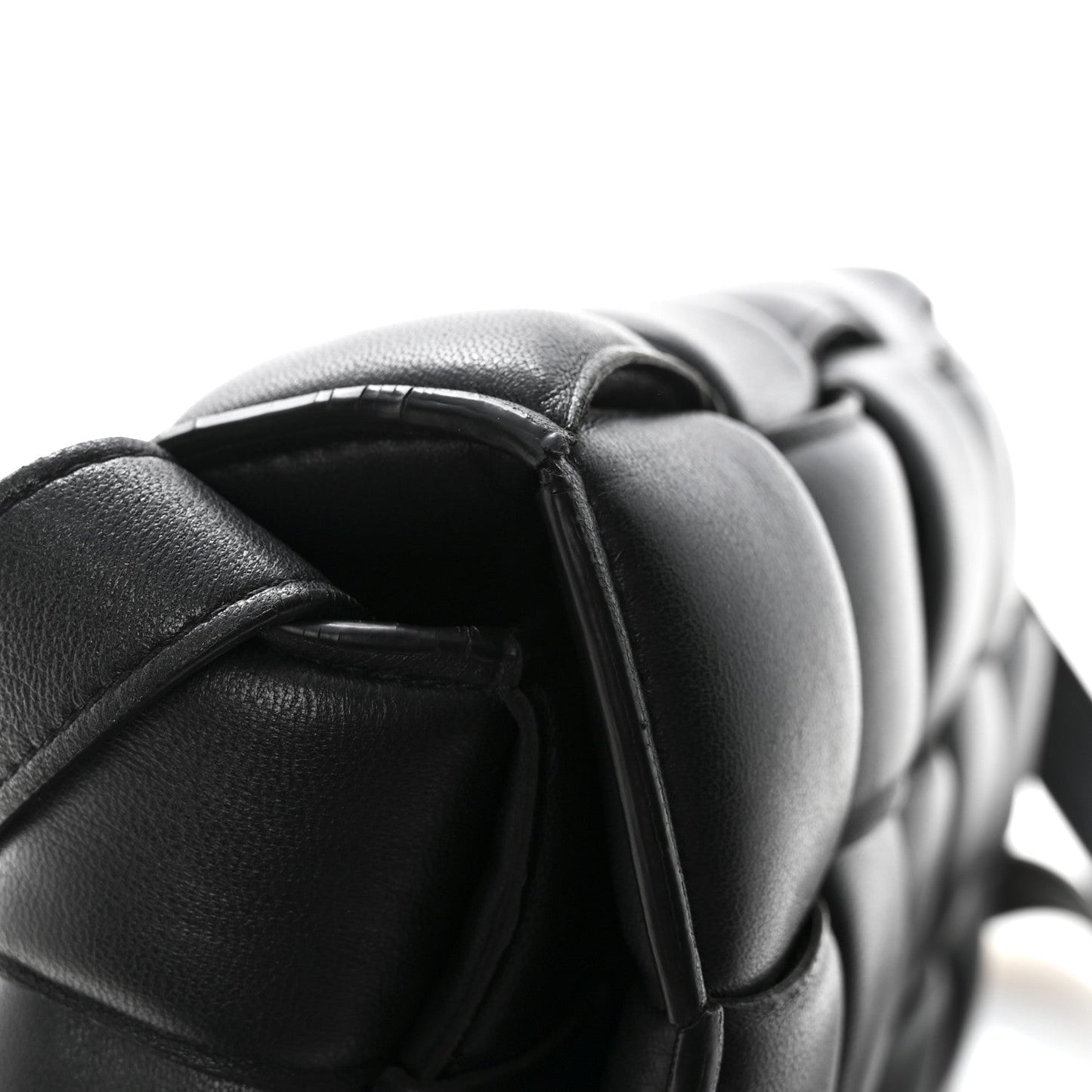 Nappa Maxi Intreccio Padded Cassette Crossbody Bag Black